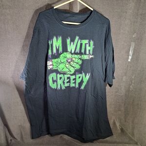 Happy Halloween "I'm With Creepy" Zombie Hand Black Graphic Tee VG+ 3X